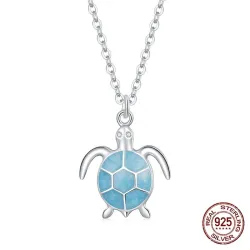 Collier tortue bleue - argent 925