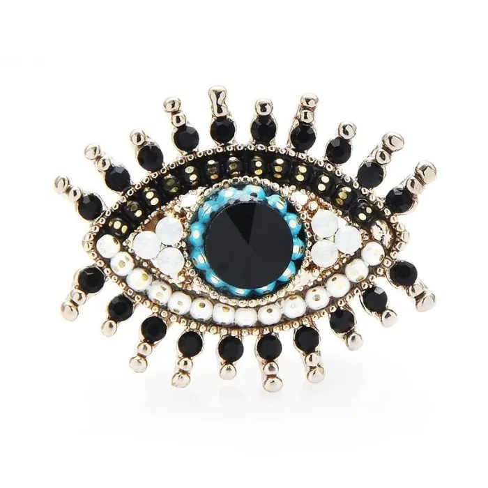 Grand oeil bleu - broche en cristal