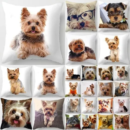 Housse de coussin déco - Chien Yorkie - 45 * 45 cm