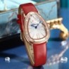 CHENXI - elegant Quartz watch with rhinestones - waterproof - leather strap - redWatches