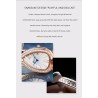 CHENXI - elegant Quartz watch with rhinestones - waterproof - leather strap - dark redWatches