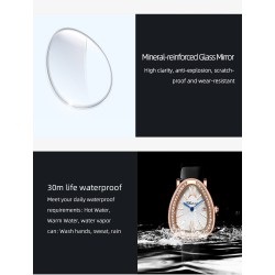 CHENXI - elegant Quartz watch with rhinestones - waterproof - leather strap - dark redWatches