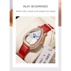 CHENXI - elegant Quartz watch with rhinestones - waterproof - leather strap - blackWatches