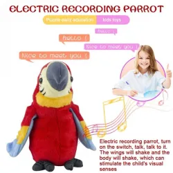 Perroquet parlant en peluche - répète ce que vous dites - agite ses ailes - jouet en peluche