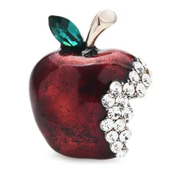 Broche pomme - avec strass