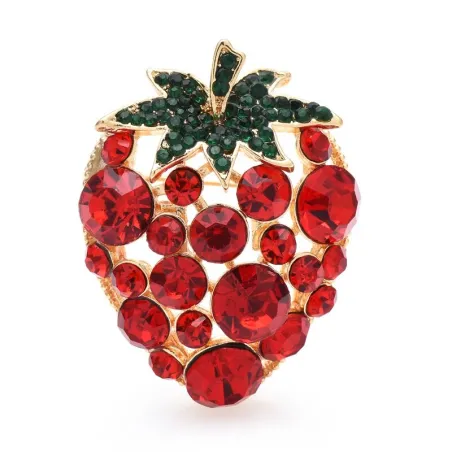 Fraise en cristal rouge - broche
