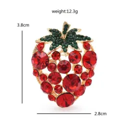 Fraise en cristal rouge - broche