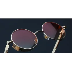 Lunettes de soleil rondes gothiques / steampunk - verres rouges - monture en métal - UV 400 - unisexe