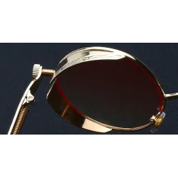 Lunettes de soleil rondes gothiques / steampunk - verres rouges - monture en métal - UV 400 - unisexe