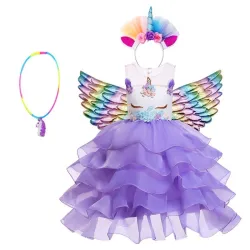 Unicorn dress - princess costume for girls - necklace / headband / wingsCostumes