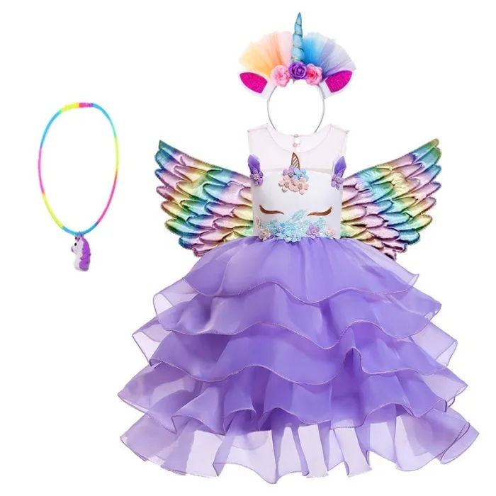 Unicorn dress - princess costume for girls - necklace / headband / wingsCostumes