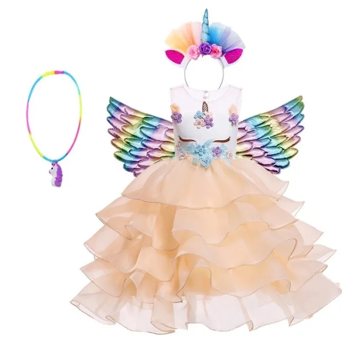 Unicorn dress - princess costume for girls - necklace / headband / wingsCostumes