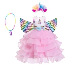 Unicorn dress - princess costume for girls - necklace / headband / wingsCostumes