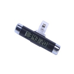 2 en 1 - thermomètre / horloge de température numérique LCD pour voiture - clip-on