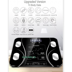 Pèse-personne électronique intelligent - Indice corporel 13 - Graisse corporelle - IMC - Écran LCD