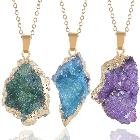 Natural crystal stone pendant - with necklaceNecklaces
