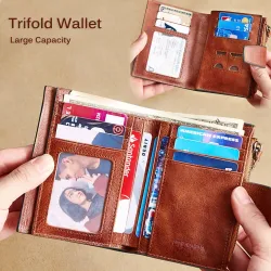 Portefeuille multifonction vintage - protection RFID - cuir véritable