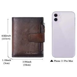 Portefeuille multifonction vintage - protection RFID - cuir véritable