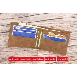 Portefeuille court en cuir - porte-cartes - avec fermeture éclair