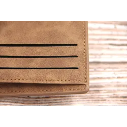 Portefeuille court en cuir - porte-cartes - avec fermeture éclair