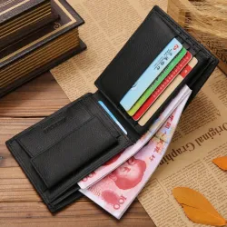 Portefeuille classique pour hommes - porte-cartes - fermeture éclair - cuir véritable