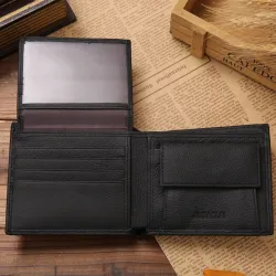 Portefeuille classique pour hommes - porte-cartes - fermeture éclair - cuir véritable