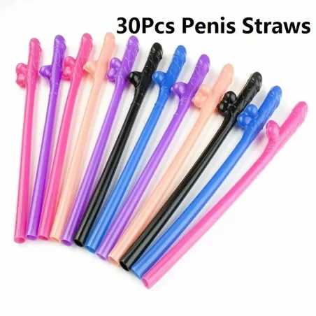 Pailles en forme de pénis - plastique - 30 pièces
