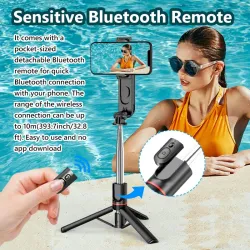 L15 - selfie stick - foldable mini tripod - with fill light - Bluetooth - remote shutterSelfie sticks