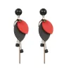 Boucles d'oreilles longues - feuilles de bois / perles noires