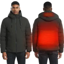 USB - veste thermique chauffante électrique avec capuche / fermetures éclair