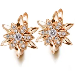 Boucles d'oreilles fleur dorées avec cristaux