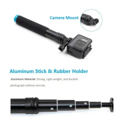 Perche à selfie portable extensible - perche télescopique - alliage d'aluminium - pour GoPro / Xiaoyi / SJCAM