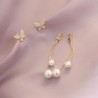 Long golden earrings - butterfly / pearlsEarrings