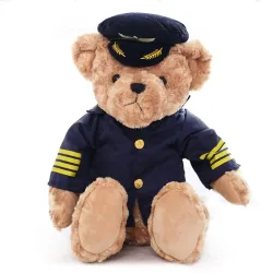 Ours en peluche pilote / capitaine - hôtesse de l'air - peluche