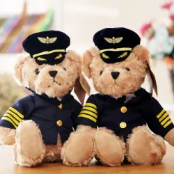 Ours en peluche pilote / capitaine - hôtesse de l'air - peluche