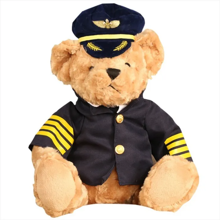 Ours en peluche pilote / capitaine - hôtesse de l'air - peluche