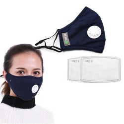 Masque de protection visage / bouche - filtre à charbon actif PM25 - valve à air