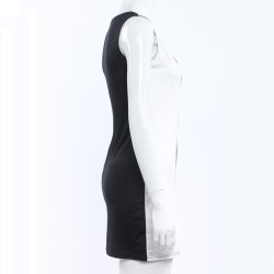 Sleeveless mini dress - black / white stripes - plus sizeDresses