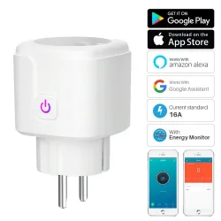 16A - WiFi - Prise intelligente - Prise avec moniteur d'énergie électrique - Assistant Alexa / Google