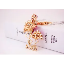 Flamant rose en cristal - porte-clés