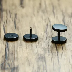 Boucles d'oreilles rondes clous noirs - mixte
