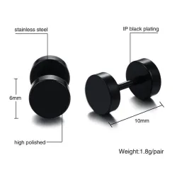 Boucles d'oreilles rondes clous noirs - mixte