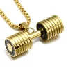 Pendentif haltère avec collier - acier inoxydable