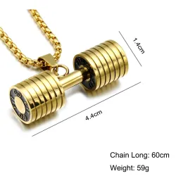 Pendentif haltère avec collier - acier inoxydable