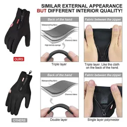 Gants de ski chauds - fonction écran tactile - fermeture éclair - étanche