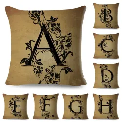 Housse de coussin déco - lettres de l'alphabet vintage - 45*45 cm