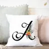 Decorative white cushion cover - black English alphabet / flowers - 45 * 45 cmCushion covers