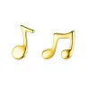 Notes de musique dorées - Boucles d'oreilles clous - Argent sterling 925