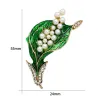 Feuille verte / perles / cristaux - broche élégante