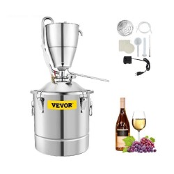 Distillateur d'eau / alcool - kit appareil de brassage domestique - acier inoxydable - whisky / vin / bière / spiritueux - 30L